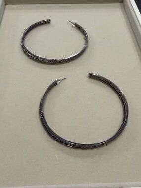 Paparazzi Gunmetal Hoop Earrings with Pave Accent